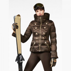 Goldbergh BOUTON Ski Jacket Dark Brown | 19724-GKQJ