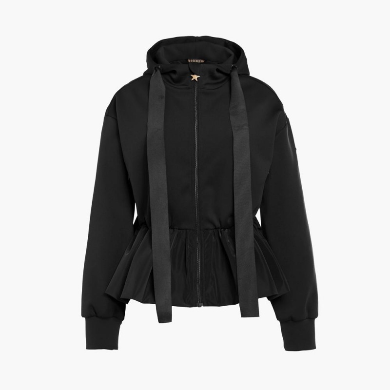 Goldbergh BUTTERCUP full zip hooded cardigan Hoodie Black | 62931-YSVT