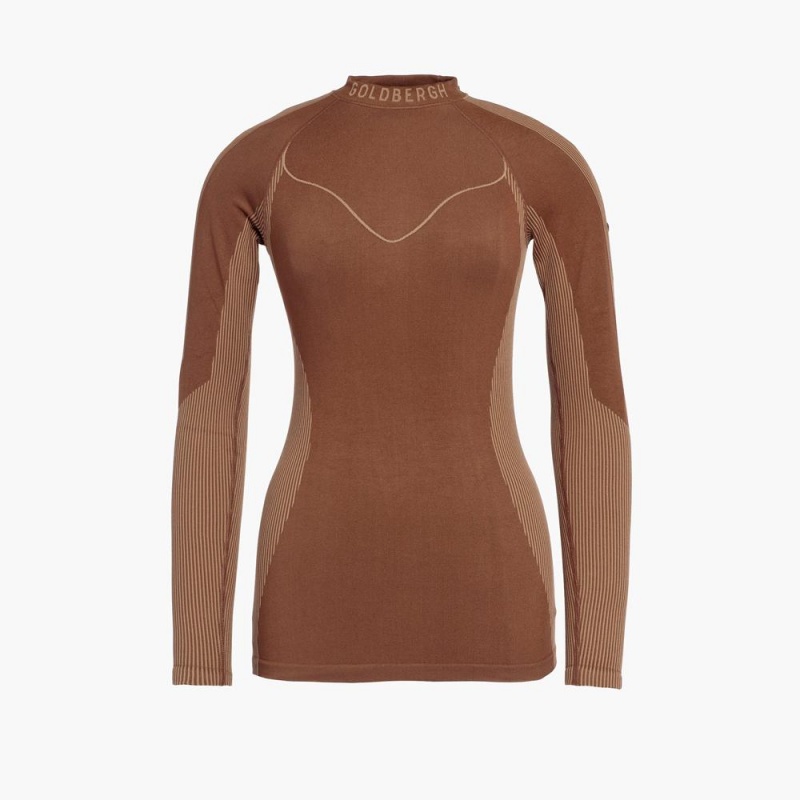 Goldbergh FAST baselayer long sleeve Ski Base Layer Beige | 41687-MGQO