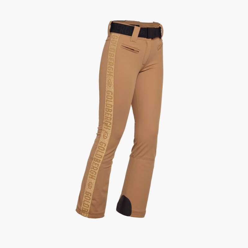 Goldbergh GOLDEN EDGE Ski Pants Brown | 87460-QVAO