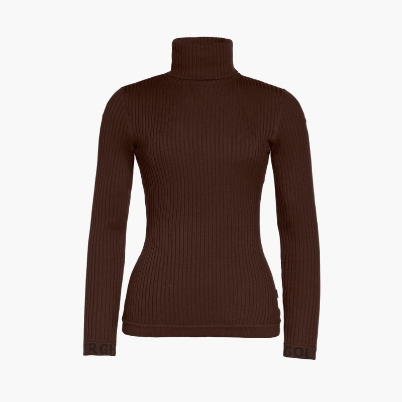 Goldbergh MIRA long sleeve knit Sweater Dark Brown | 75264-JASU