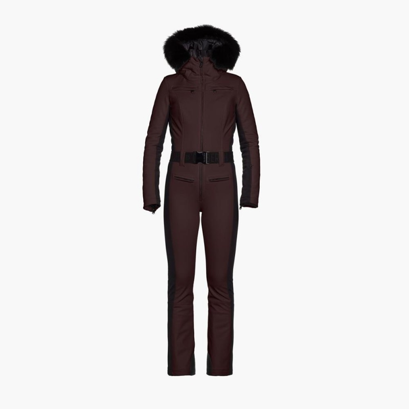 Goldbergh PARRY faux border Ski Suit Dark Brown | 05241-KBOA