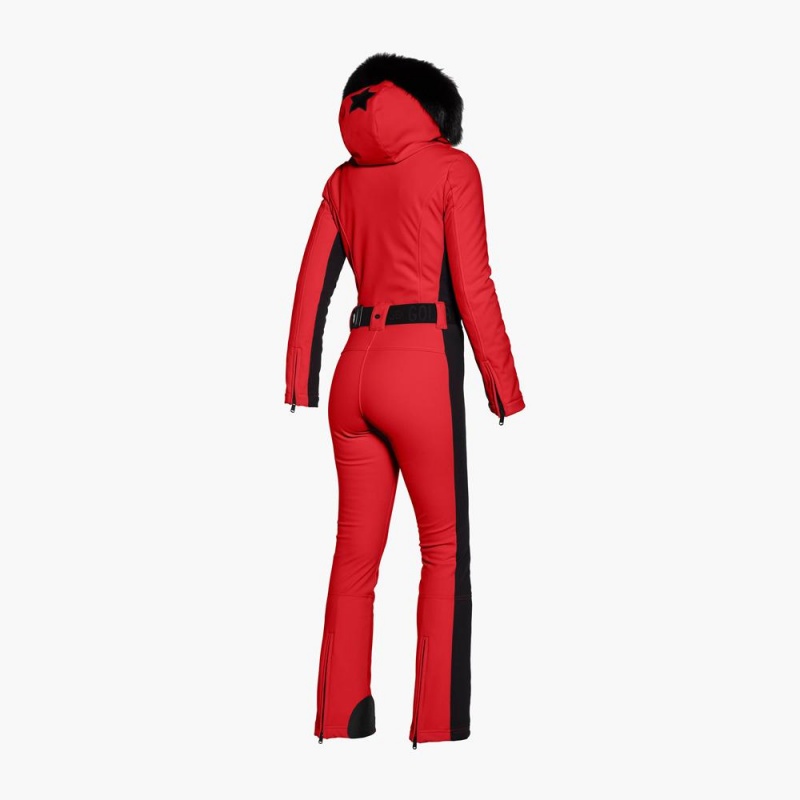 Goldbergh PARRY faux border long Ski Suit Red | 98731-IKYE