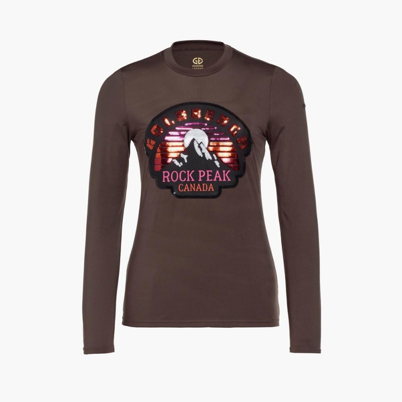 Goldbergh ROCK PEAK long sleeve T-Shirts Brown | 40726-SVKI