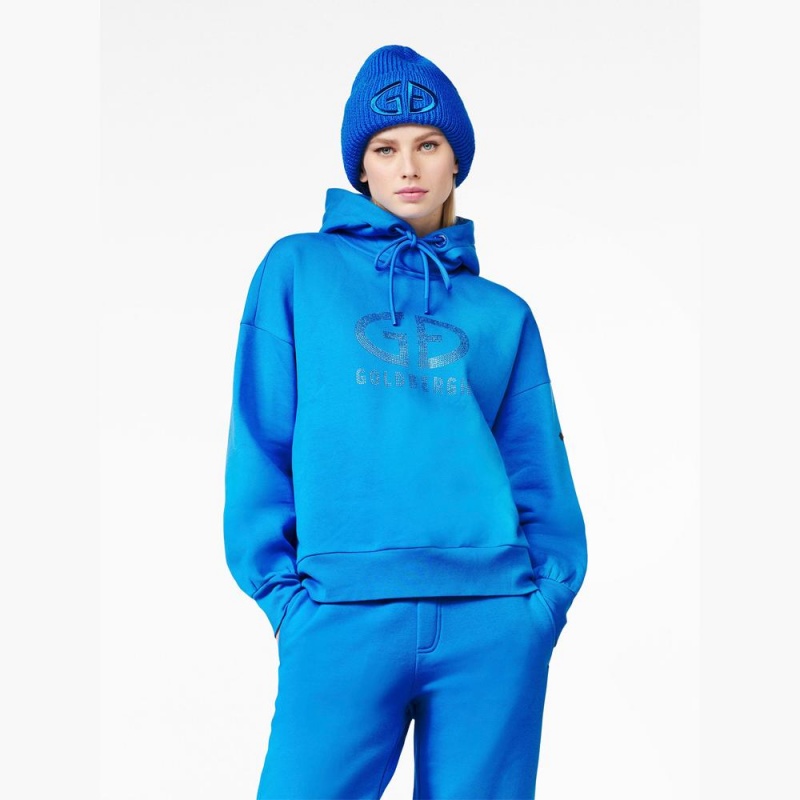 Goldbergh SPARKLING hooded Hoodie Blue | 65971-XWGU